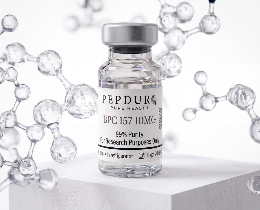 BPC-157 peptide bottle on a clean white background