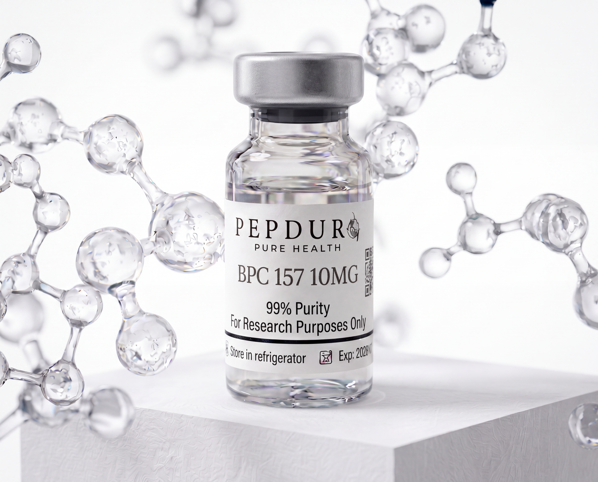 BPC-157 peptide bottle on a clean white background