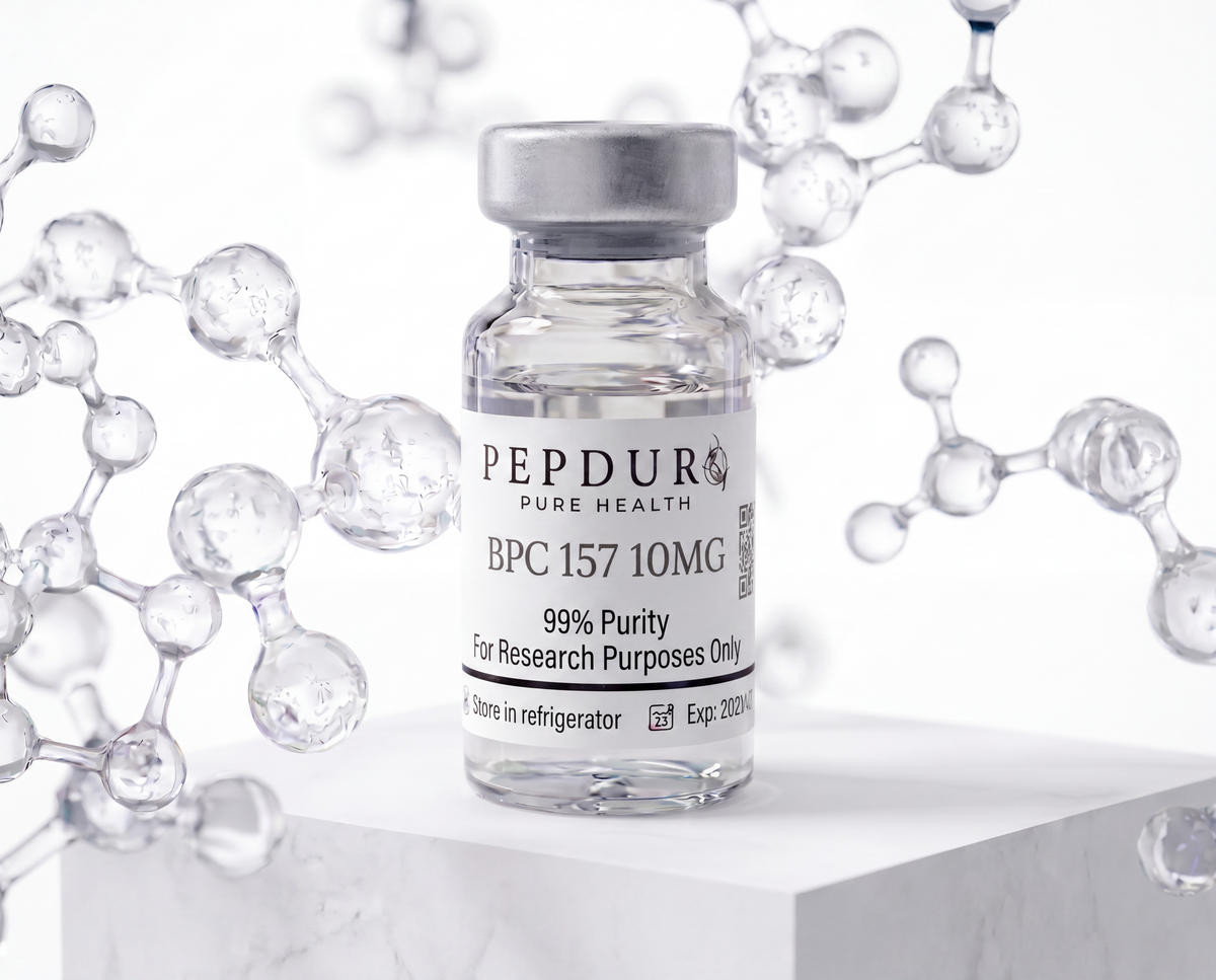 BPC-157 peptide bottle on a clean white background