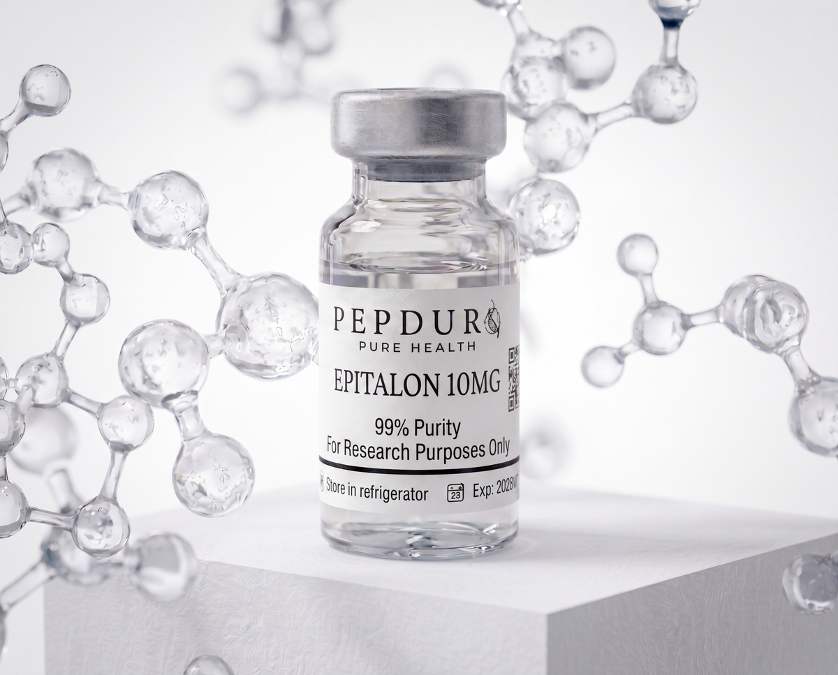 Epitalon peptide bottle on a clean white background