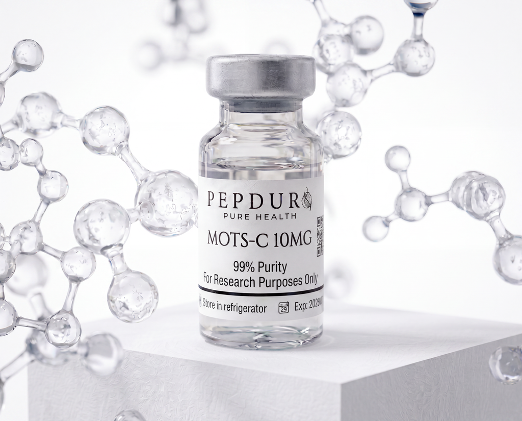 MOTS-C peptide bottle on a clean white background