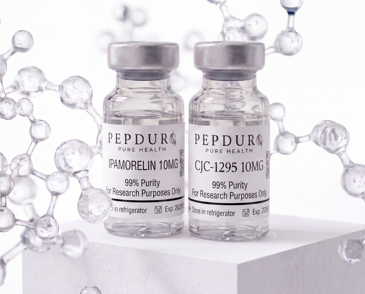 Ipamorelin & CJC-1205 peptide bottle on a clean white background