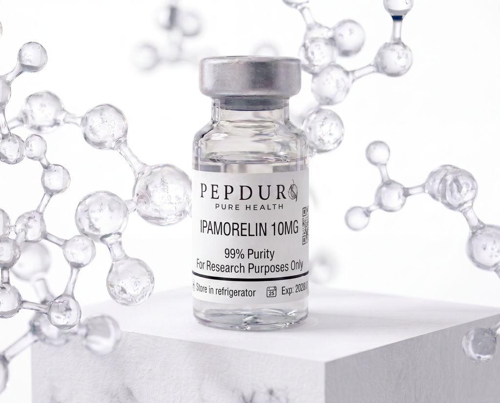 Ipamorelin peptide bottle on a clean white background