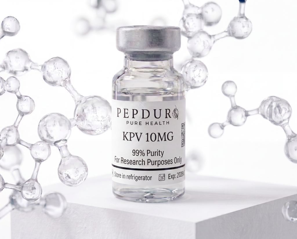 KPV peptide bottle on a clean white background