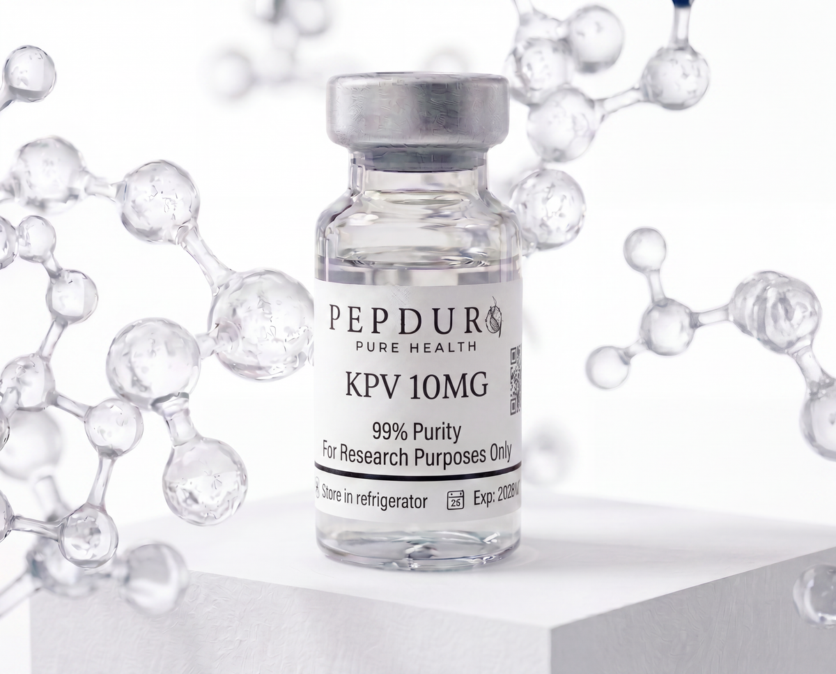 KPV peptide bottle on a clean white background