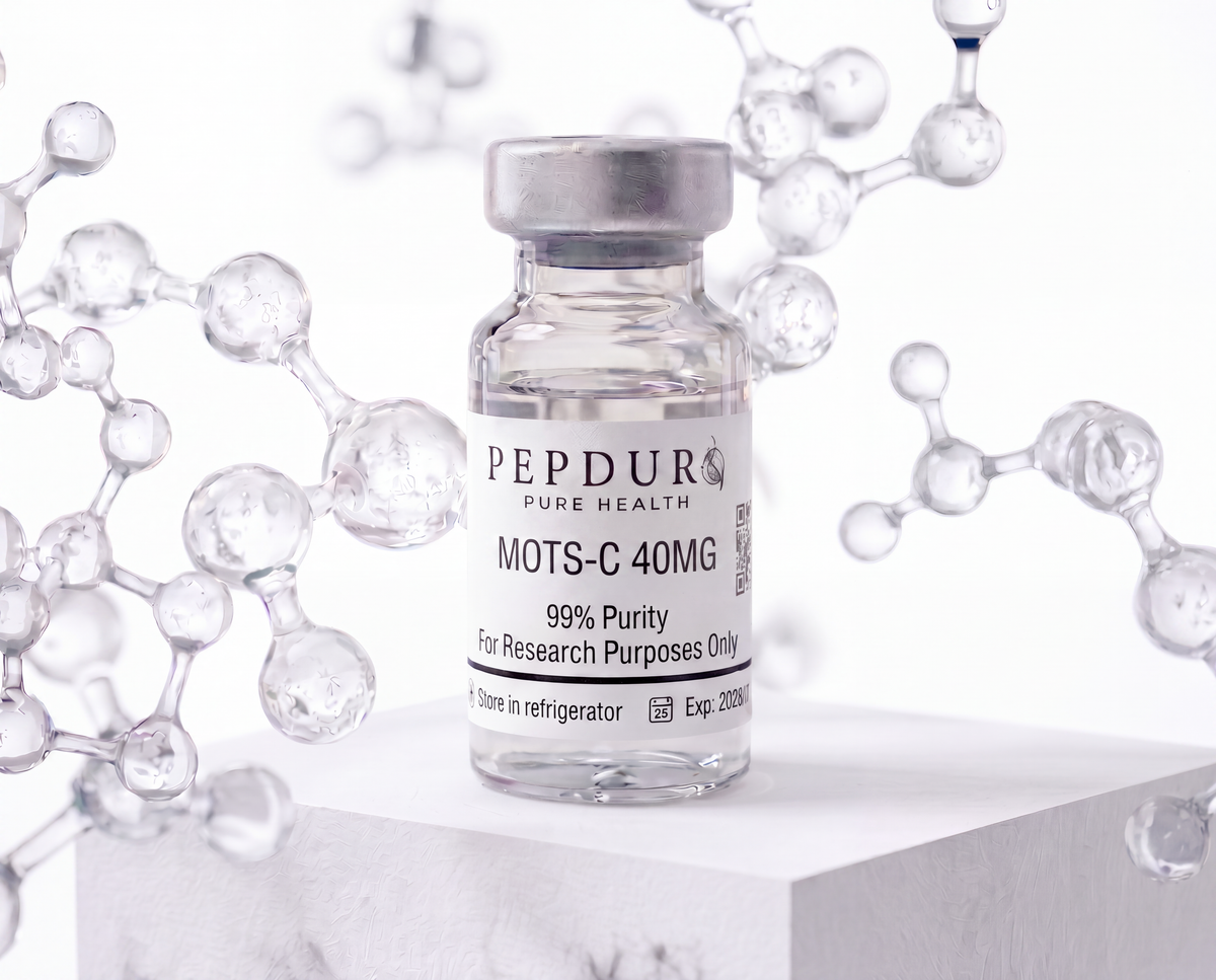 MOTS-C peptide bottle on a clean white background