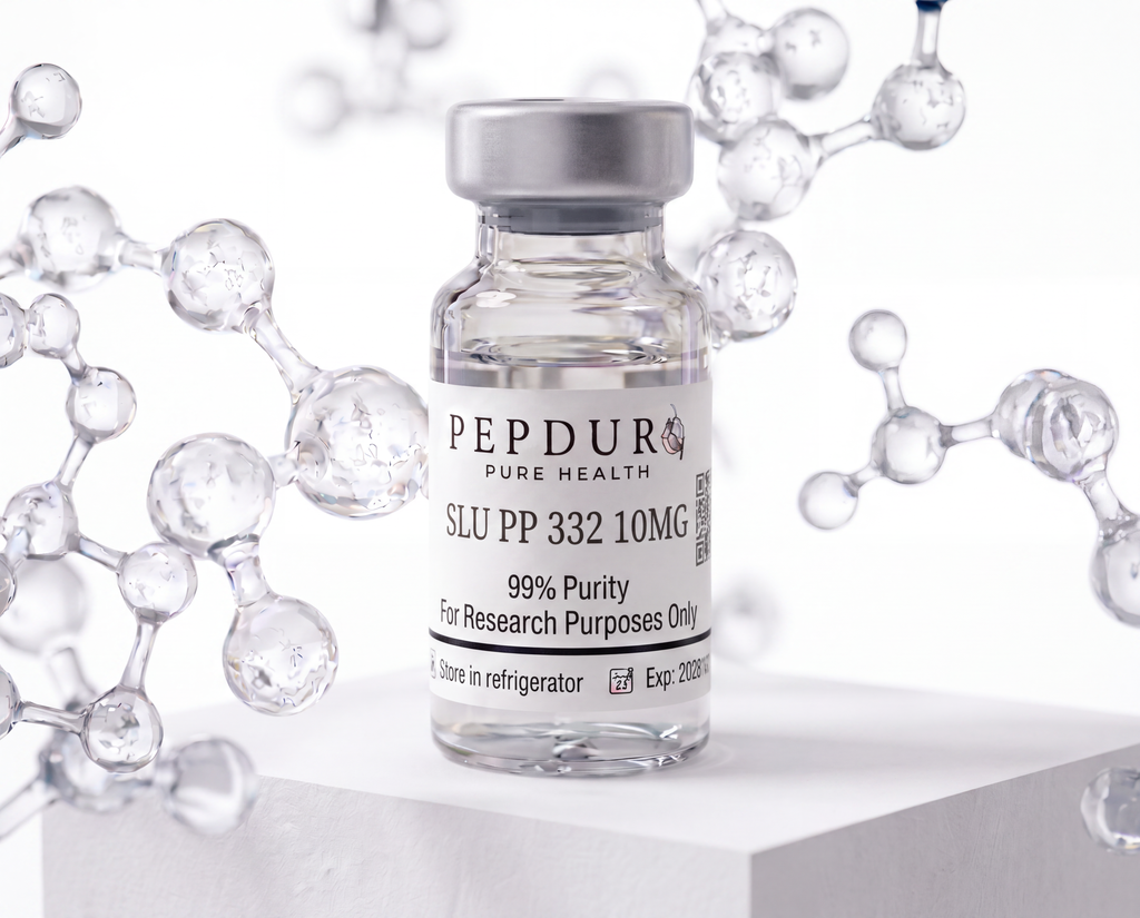 SLU PP 332 peptide bottle on a clean white background