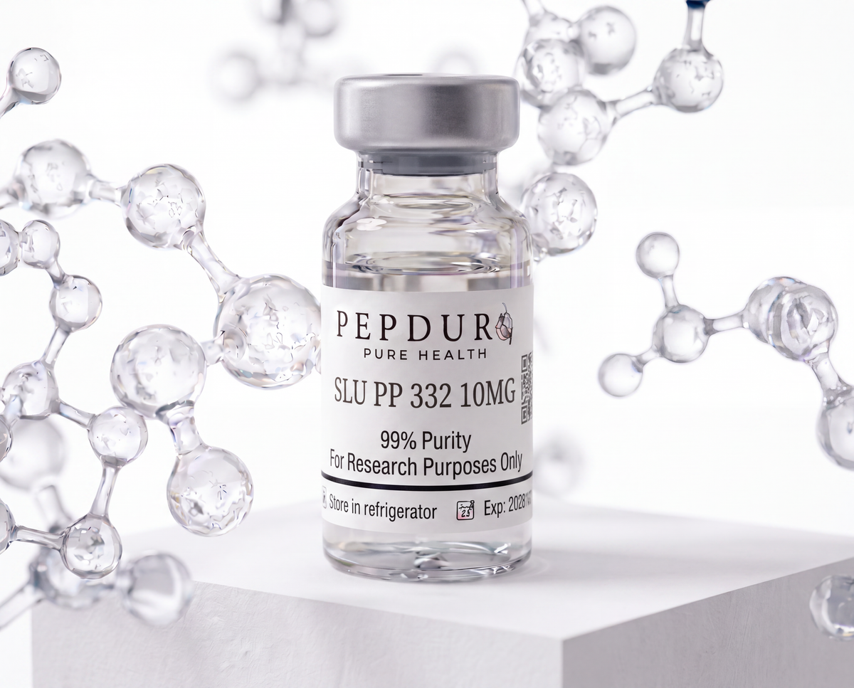 SLU PP 332 peptide bottle on a clean white background