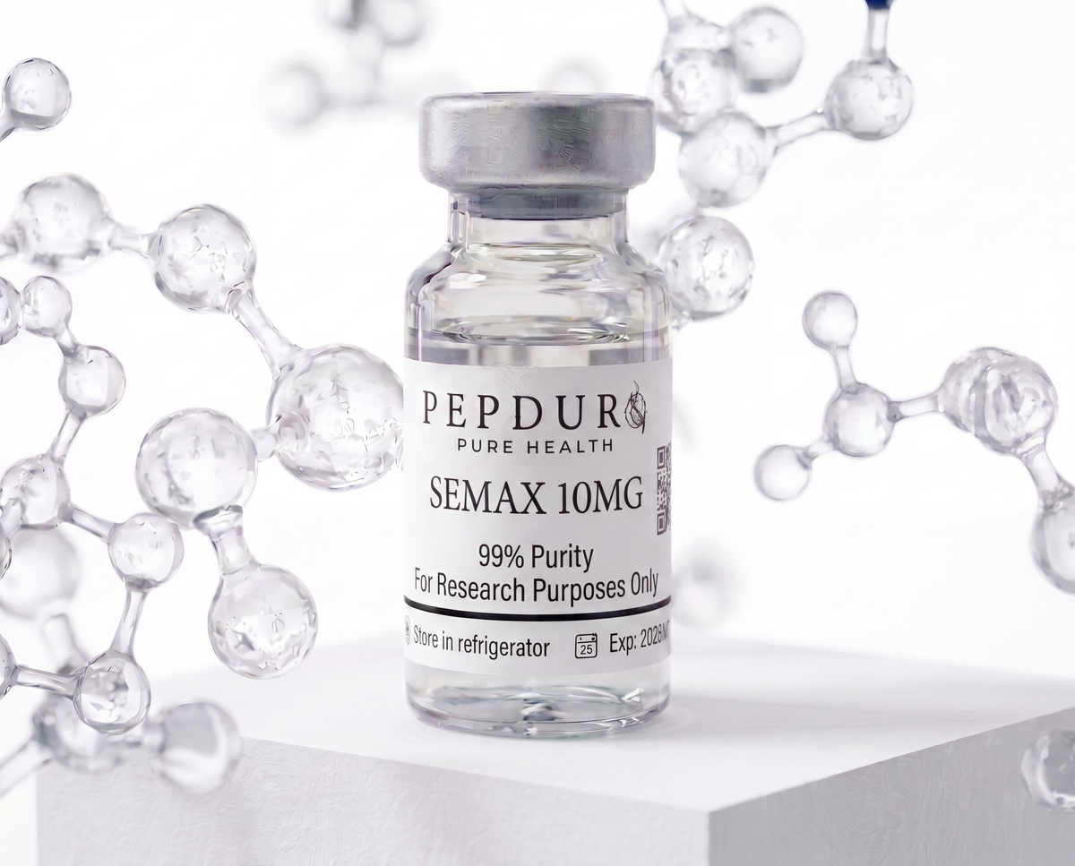Semax peptide bottle on a clean white background