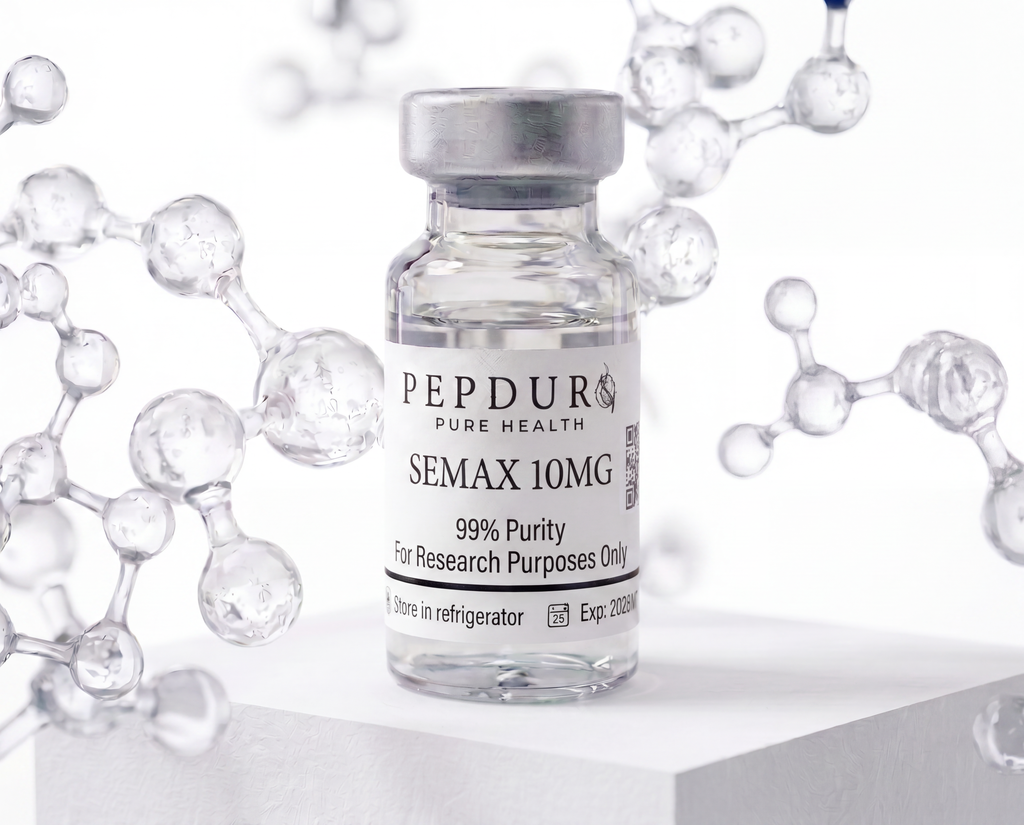 Semax peptide bottle on a clean white background