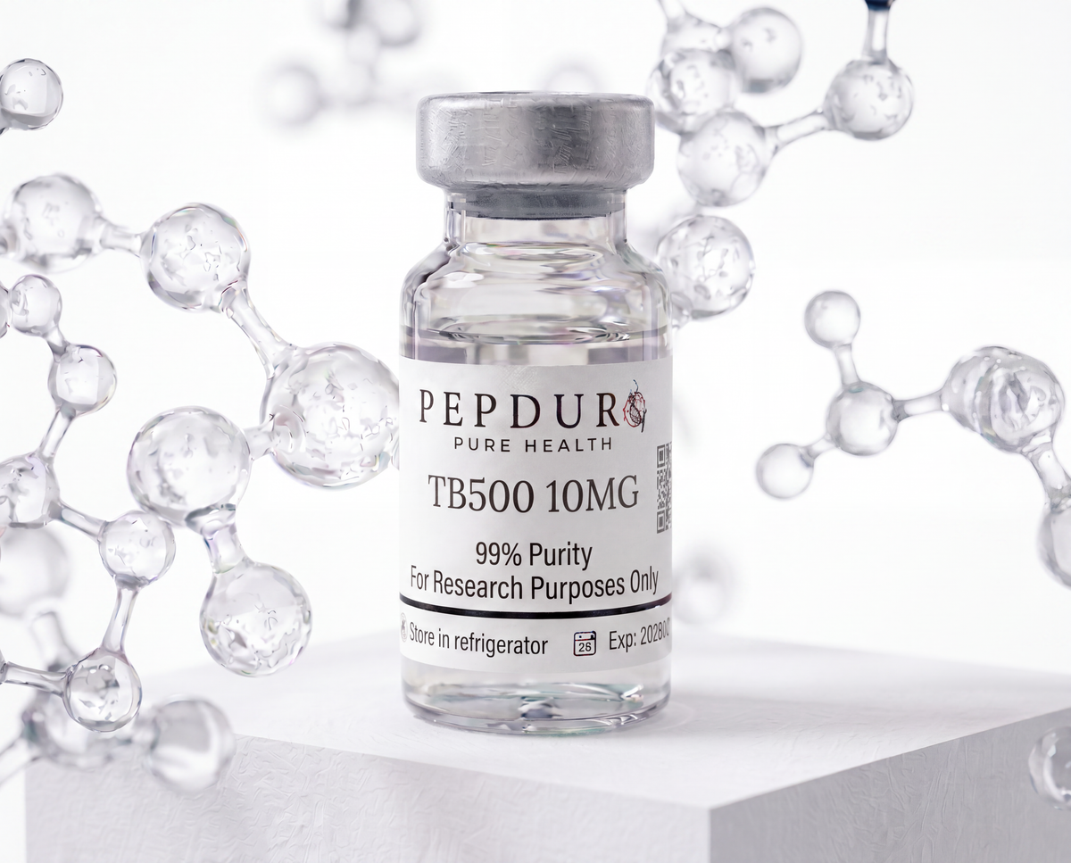 TB500 peptide bottle on a clean white background